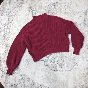 Forever 21 berry mock neck cropped sweater